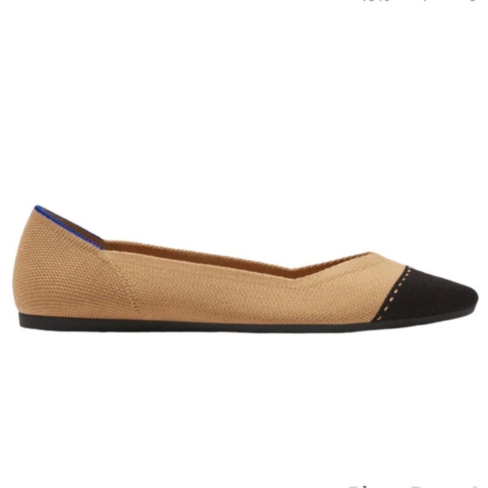 Camel Cap-Toe Rothy’s pointed Flats (retired model!) with comfort insoles.